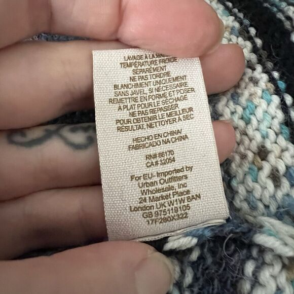 Free People Women's Yesterday's Smile Fair Isle Cardigan Size S Blue Alpaca - Picture 4 of 10